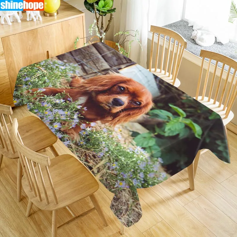 Custom Cocker Spaniel Table Cloth Oxford Print Rectangular Waterproof Oilproof Animals Cover Wedding Tablecloth | Дом и сад