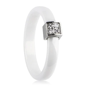 White Ring 3 мм ширина гладкие керамические кольца для женщин розовые черные белые тонкие керамические кольца уникальные обручальные кольца модные ювелирные изделия - Цвет основного камня: White Ring