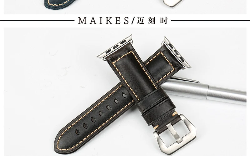 MAIKES, винтажный кожаный ремешок для Apple Watch, ремешок 44 мм, 40 мм, серия 4, 3, 2, 1, ремешок iWatch, ремешок для Apple Watch, 42 мм, 38 мм
