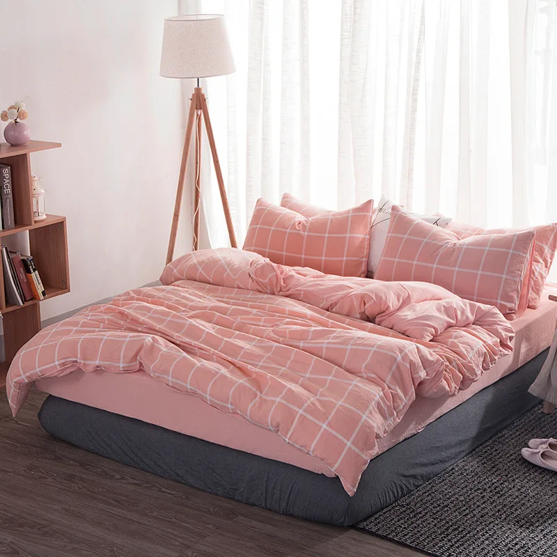 light pink 4 шт. Комплект постельного белья производитель пододеяльник домашний текстиль комплект постельного белья King size Простыня Комплект постельного белья s для девочки - Цвет: light pink