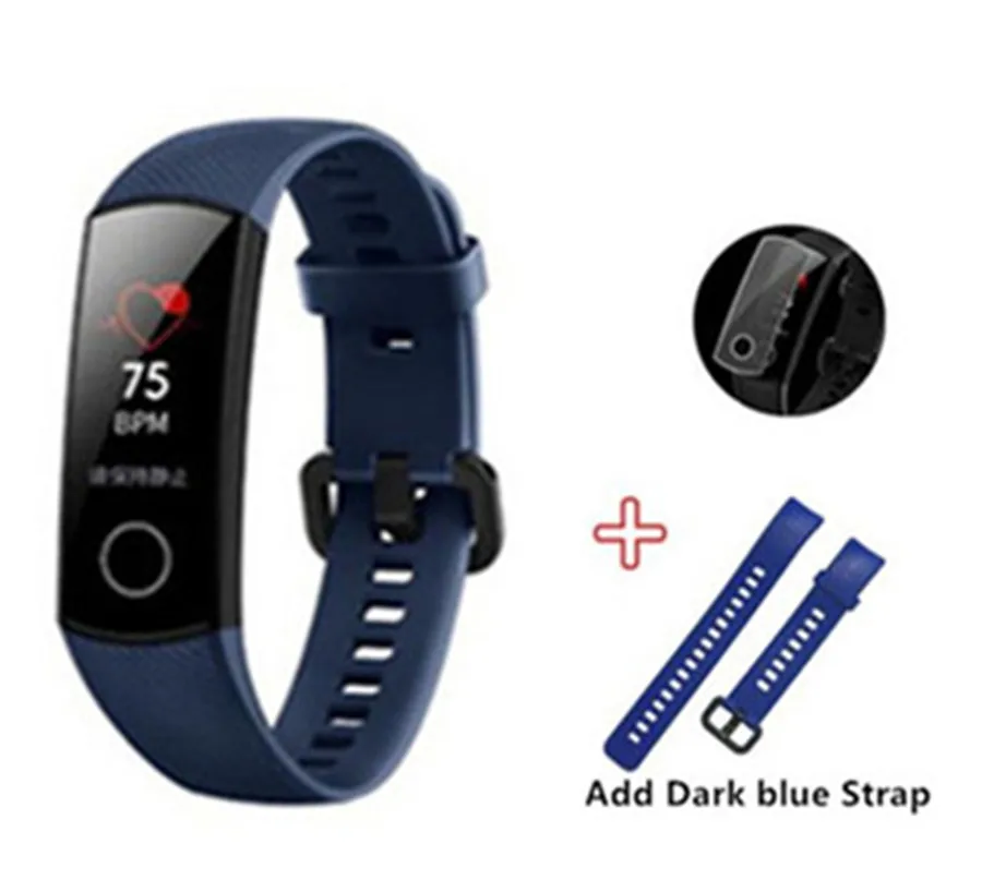 Huawei Honor Band 4 смарт-браслет Amoled цветной 0,9" сенсорный экран для плавания для обнаружения сердечного ритма сна - Цвет: add Blue Strap
