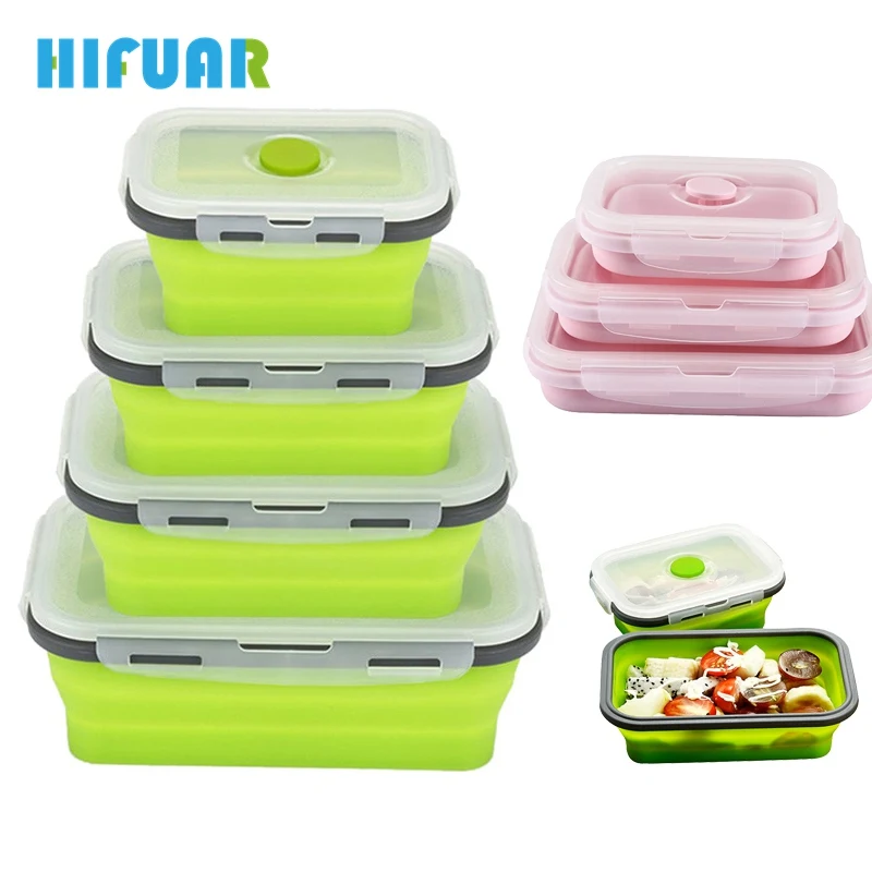 Hifuar силиконовая складная коробка Bento контейнер для еды мальчиков Детская