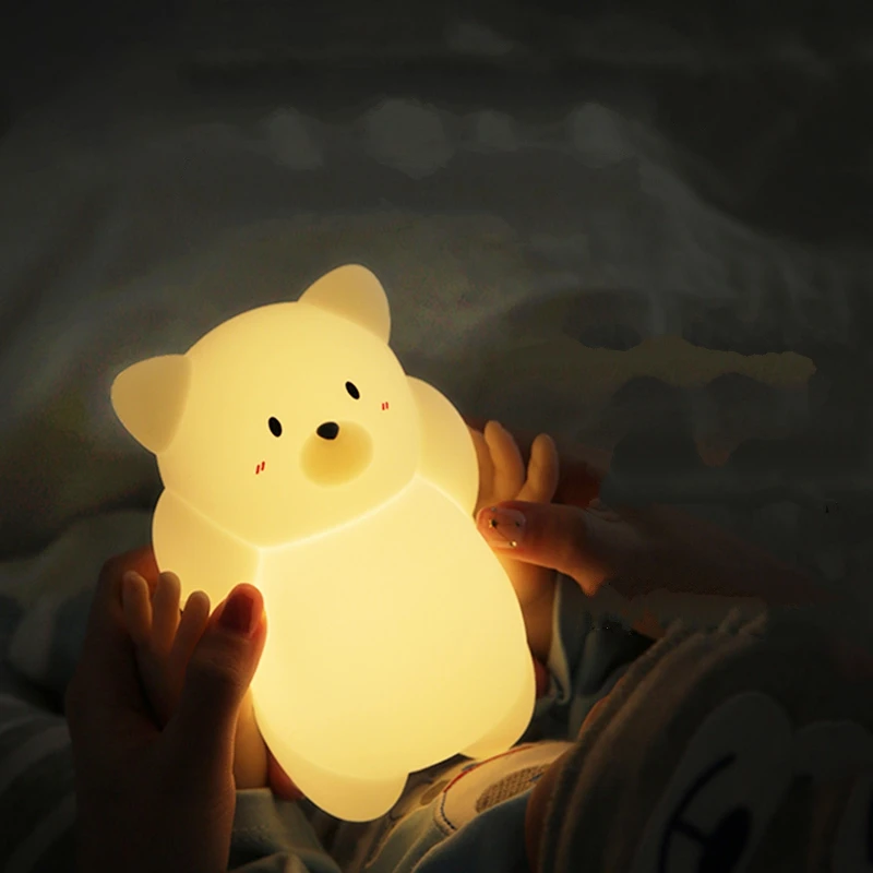 Ночник в виде медведя из силикона с USB-зарядкой, светодиодная лампа меняющая цвет, милая и теплая лампа для спальни, для кормления ребенка, пр... от AliExpress WW