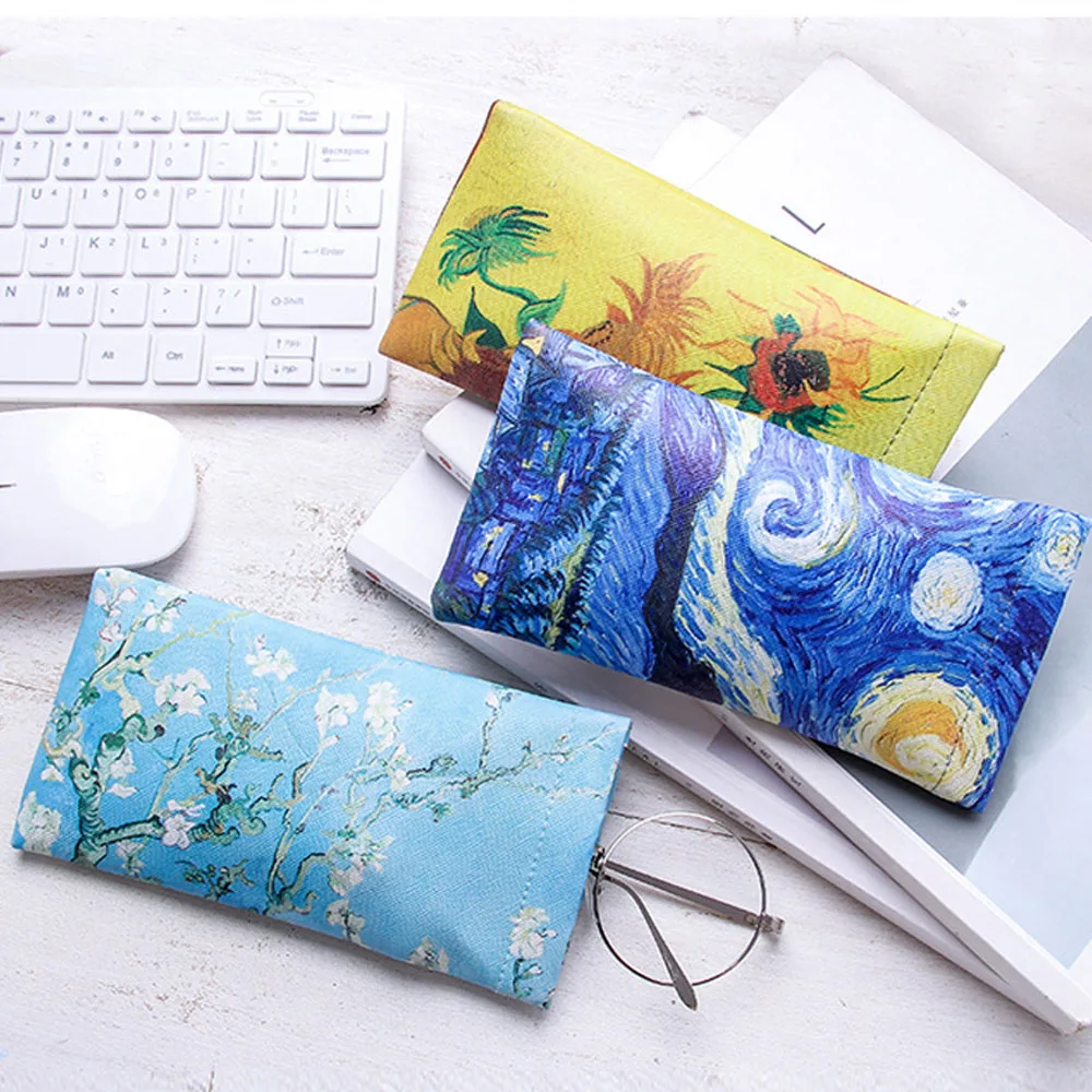 

Retro Glasses Bags Oil Painting Sunglasses Reading Glasses Case Vintage Art Storage Glasses Case 175*95mm Eyewear Bag Dropship