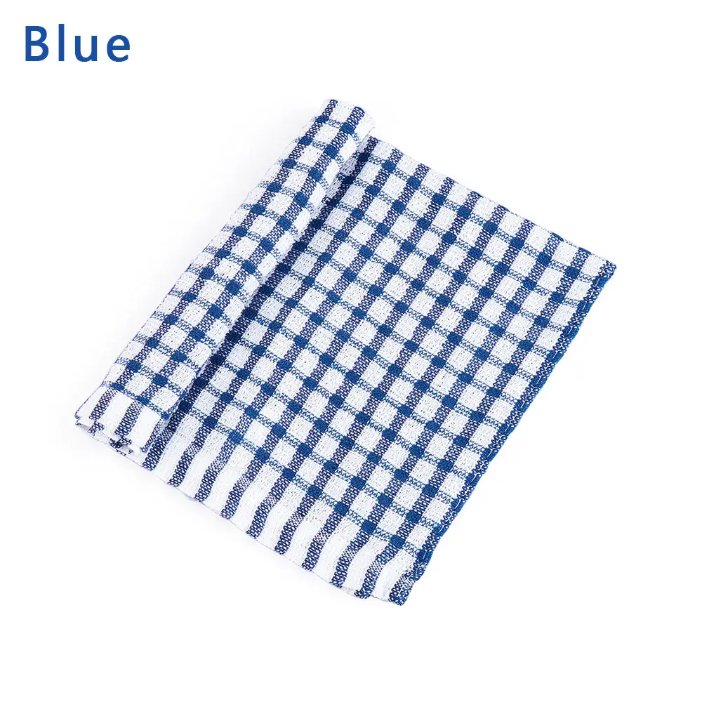 Синий 1PC Cleaning Cloth Soft Tea Towels Terry Cotton Kitchen Dish Cloths Clean Microfibre Absorbent Non-stick loth Size 40*27*0.5cm - Цвет: Синий
