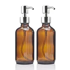 Прямая 8 унций большой 250 мл дозатор для жидкого мыла Нержавеющаясталь насос для эфирных Масла Домашние лосьон круглая Янтарная Стекло бутылка