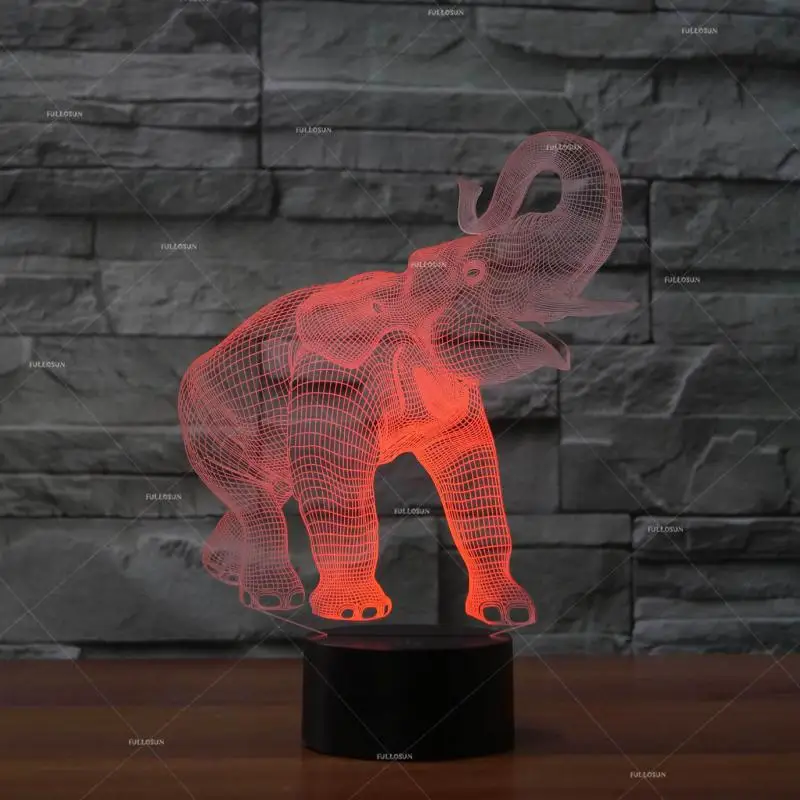 Животные Слон 7 цветов Изменение 3d ночник Led настольная детская лампа подарок Fule