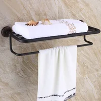 Black Oil Rubbed Bronze Bathroom Towel Racks Double Towel Rack Wall Mounted Towel Shelf Bath Rails Bars KD953
