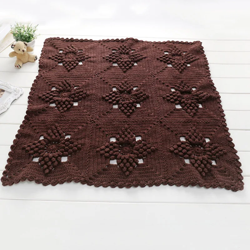 Коричневое вязаное одеяло для новорожденных Квадратный Ковер с ромбическим