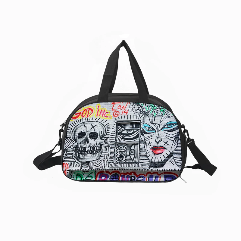

Customize canvas traveling multi-function fitness bag printing animal cartoon waterproof large capacity luggage bag day touring