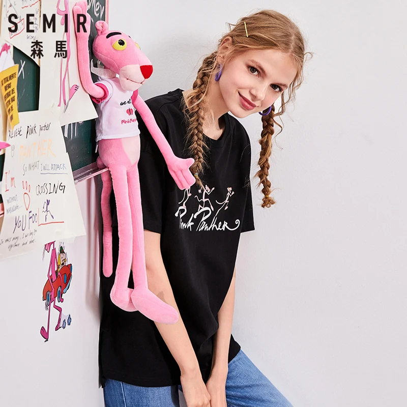 SEMIR Женская футболка из 100% хлопка с коротким рукавом в рубчик круглым вырезом