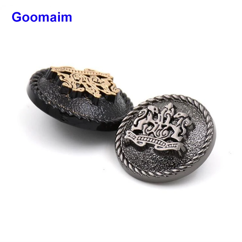 

50pcs relief double lion metal buttons sewing jean metal buttons for ladies sweater fashion coat buttons for jeans