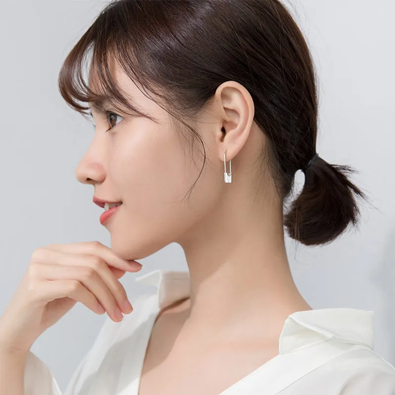 Серьги с замком из стерлингового серебра 925 пробы простые маленькие безопасные