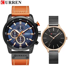 Curren комплект из 2 предметов для влюбленных часы мужчин кварцевые