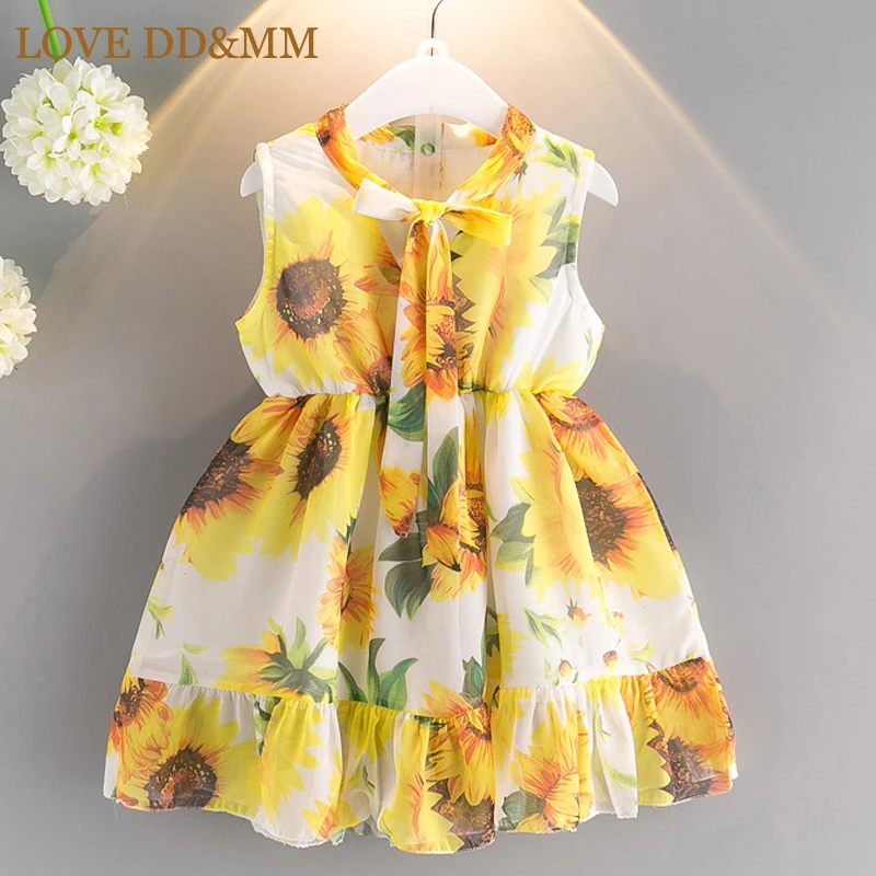 LOVE DD&ampMM Girls Clothing Dresses 2022 Summer New Girl Fashion Sweet Cute Sunflower Pattern Dress | Детская одежда и обувь
