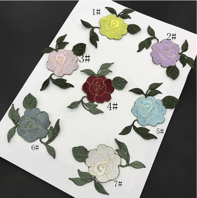 Новое поступление 20 шт. Розы вышитые патчи железные на джинсовое пальто сумка для