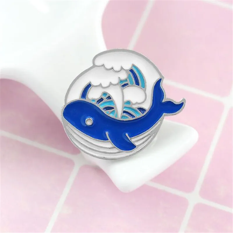 1 шт. Kawaii КИТ металлический значок эмаль брошь джинсы пальто шляпа рюкзак DIY