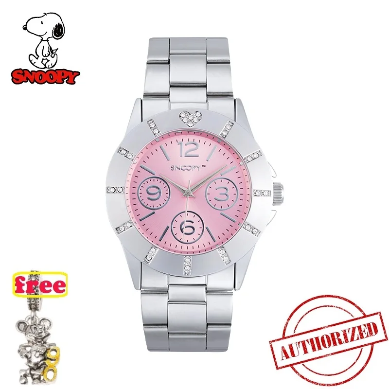 SNOOPY официальные новые модные наручные часы, кварцевые часы детские наручные часы со стразами часы Дети Женщины часы SNW618 SNW622 Новинка