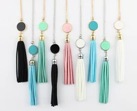 zwpon fashion monogram acrylic disc blank tassel necklace boho pendant long necklaces for women jewelry wholesale