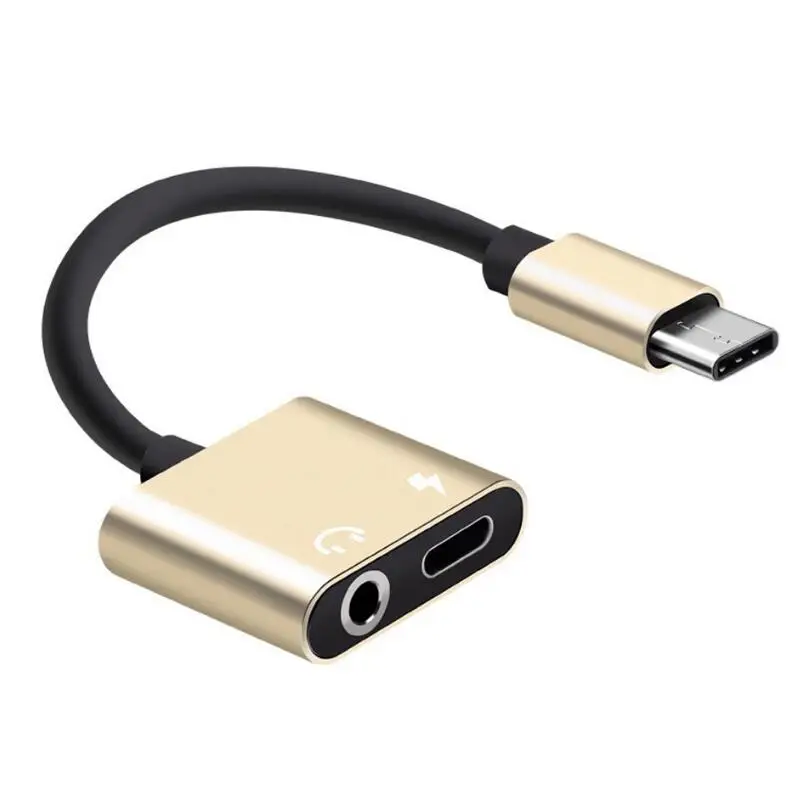 Gold BRSUANG 2 в 1 usb type-C штекер 3,5 мм разъем адаптер для наушников type-C адаптер для быстрой зарядки для samsung huawei Xiaomi Oneplus и т. Д - Цвет: Gold