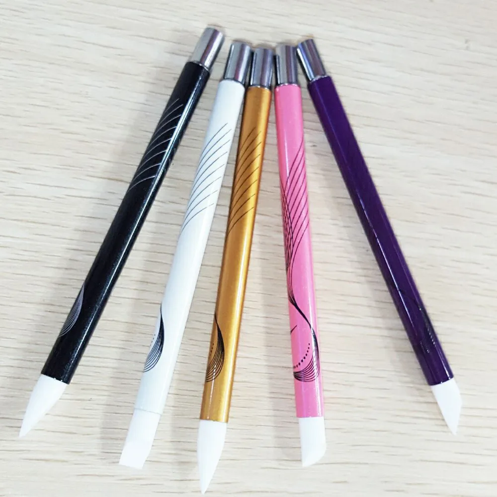 

5 x Silicone Tip UV Gel Acrylic Nail Art Brushes Carving Painting Pen Tool Set