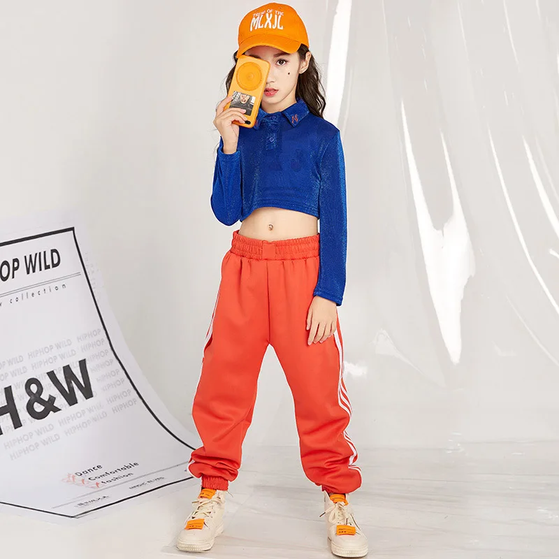 Костюм для танцев в стиле хип хоп одежда тренировок и джазовых девочек Детский