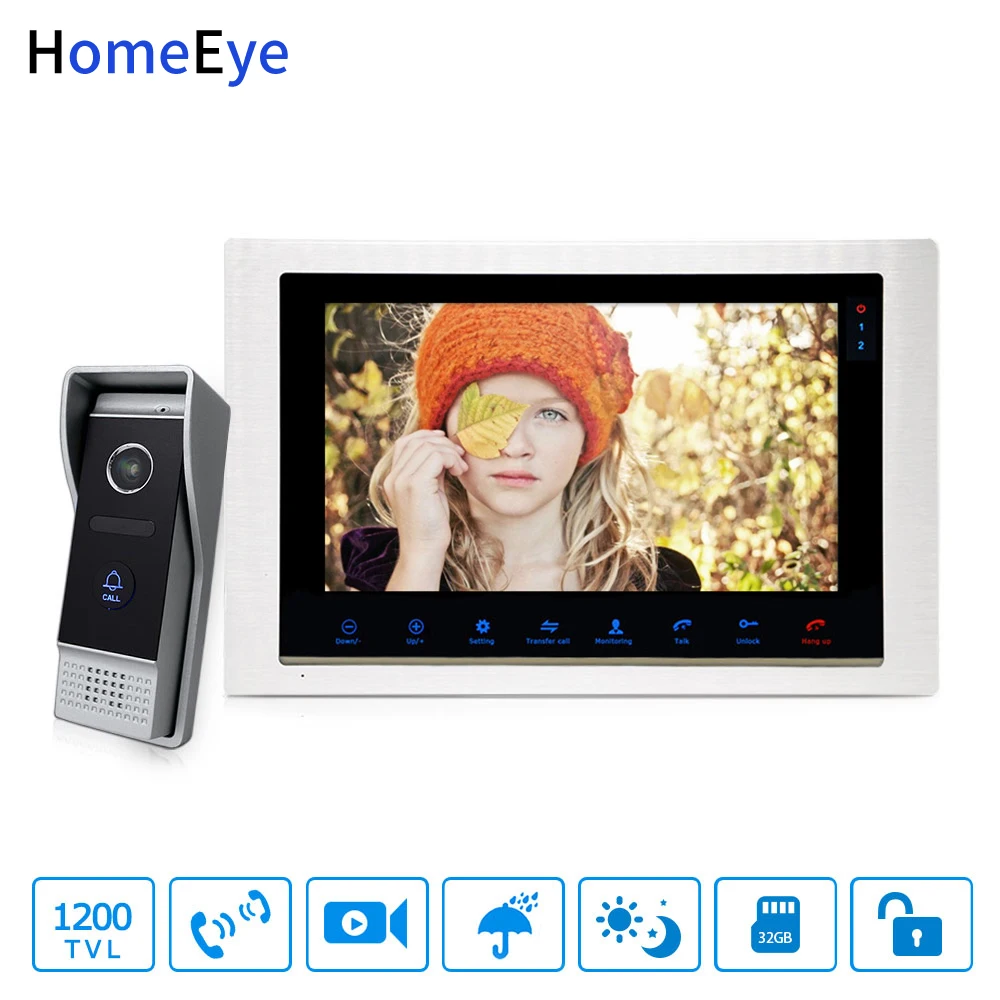 Видеодомофон HomeEye 10 дюймов 1200 ТВЛ IP65|Видеодомофон| |