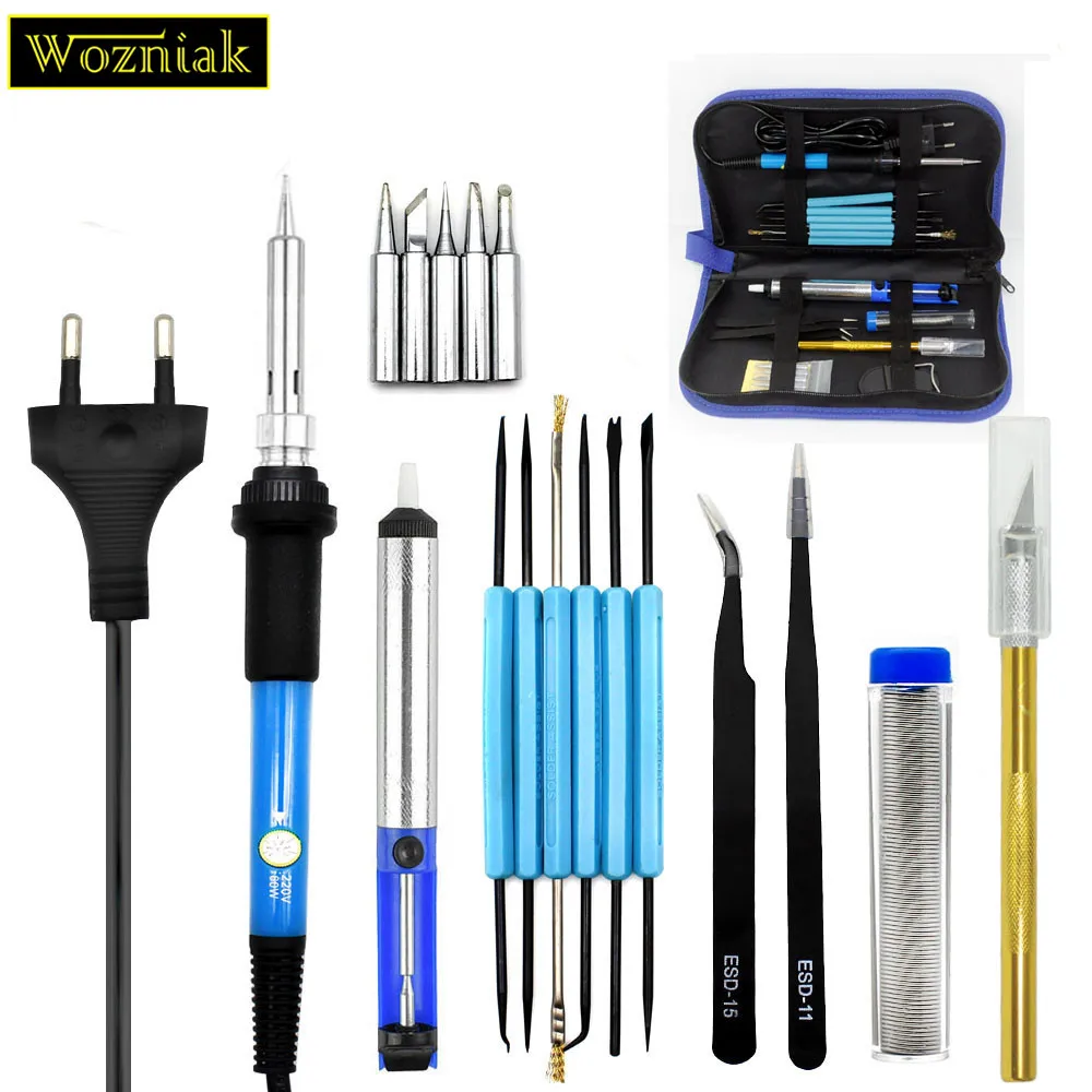 220 В 60 Вт терморегулятор паяльник Комплект отвертка отсос оловянный провод