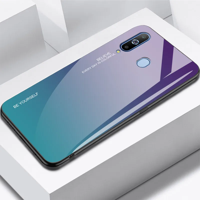 3 Чехлы с закаленным стеклом для samsung Galaxy A70 чехол A50 A30 A20E A20 A10 M30 M20 M10 A750 на спине градиент Цвет бампер для A9Pro - Цвет: 3