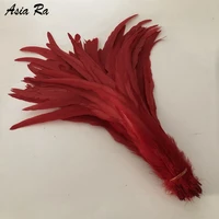 free shipping 500pcs red color 30 35cm 12 14inches dyed loose rooster coque tail feathers tail feathers conque feather wedding