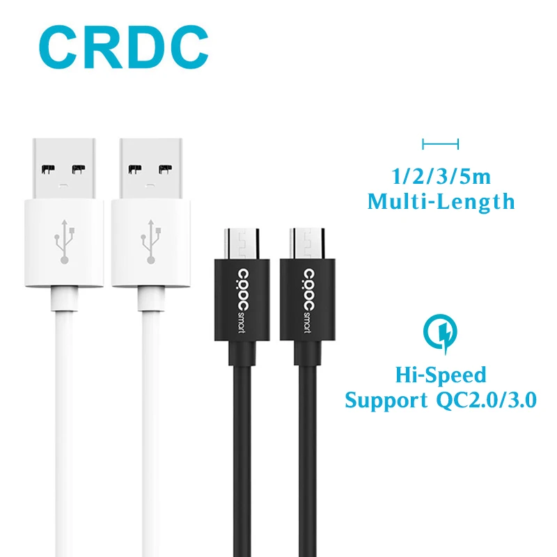 CRDC Micro USB кабель Поддержка QC 2 0/3 0 1 м 3 5 высокоскоростное зарядное устройство и