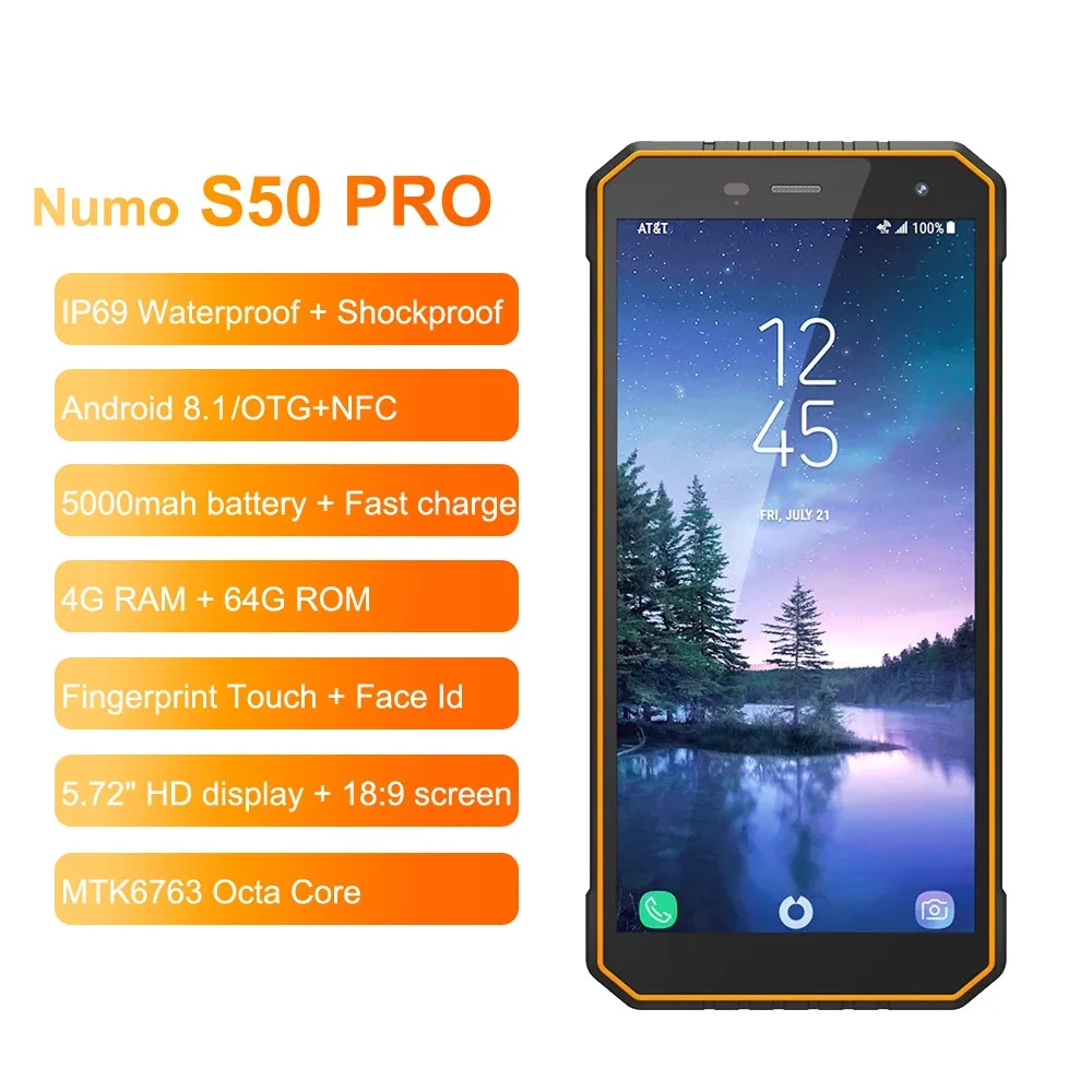 Nomu S50 PRO IP69 водонепроницаемые мобильные телефоны Android 8 1 5 72 &quotHD + Восьмиядерный