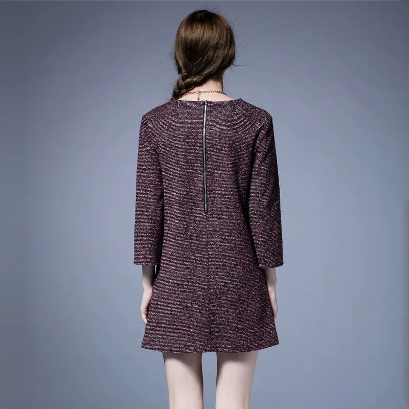 JOGTUME Wine Red Loose Dress 2017 Spring Autumn Women T-shirt Long Sleeve O Neck Lady Knitted Elegant Plus Size 5XL | Женская одежда