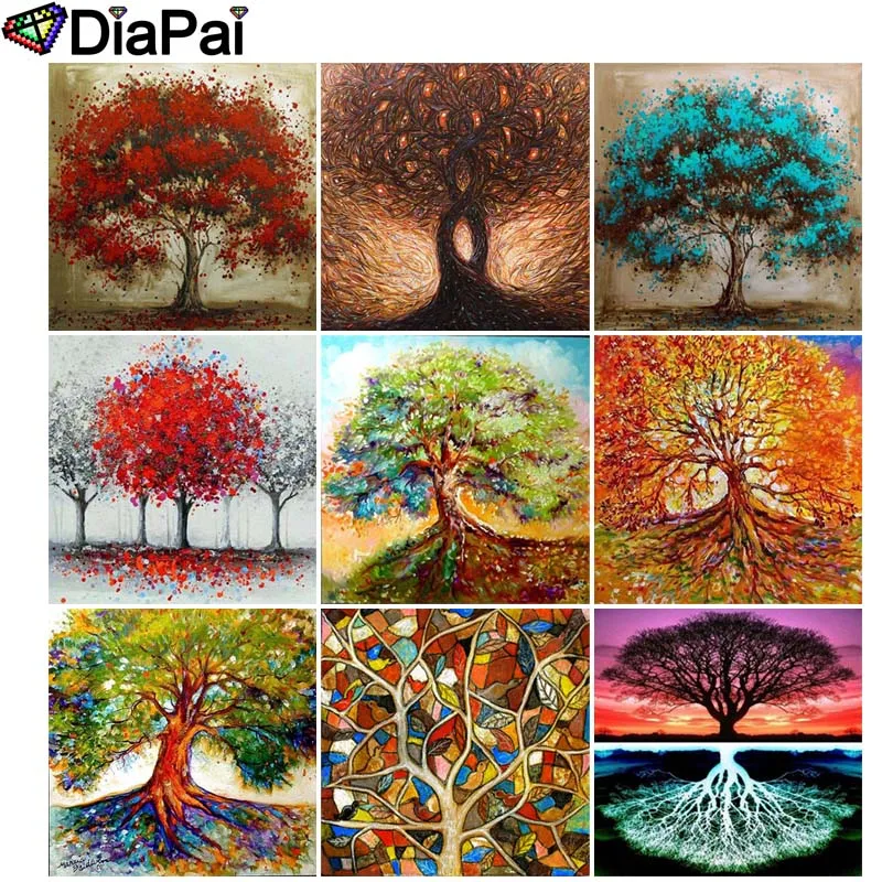 

DIAPAI 5D DIY Diamond Painting Full Square/Round Drill "Tree illustration landscape" 3D Embroidery Cross Stitch 5D Decor Gift
