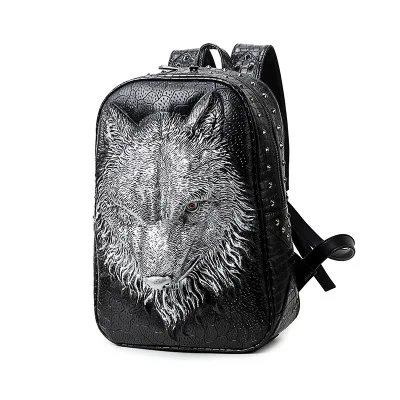 Mouth Close Silver С печатью 3D голова волка. Специальные классные сумки на ремне для девочек- подростков. Материал ПУ. подходит для ноутбука, школьных принадлежностей - Цвет: Mouth Close Silver