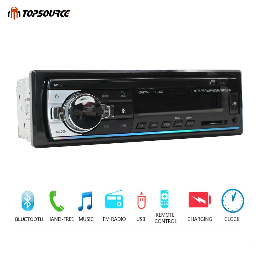 Topsource Bluetooth Стерео FM радио MP3 аудиоплеер 5 V Зарядное устройство USB AUX Автомобильная