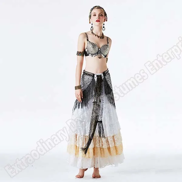 Bra-belt-pants Племенной танец живота бюстгальтер брюки костюм с ремнями аксессуары хип шарф кольца винтажные монеты топы цыганские Женщины Танец живота брюки слои - Цвет: Bra-belt-pants