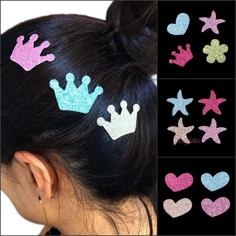 Sequins Hair Accessories Kids Magic Hair Sticker Crown Heart Girls Headwear Patches Children Hairwear Paste Style Cute