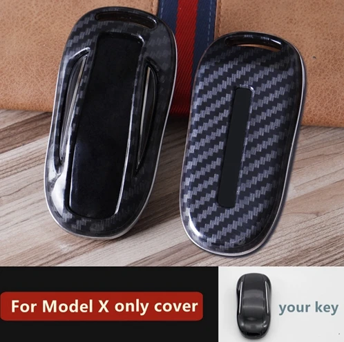 Model X only cover Автомобильный ABS карбоновый чехол для ключей Чехол карман для Tesla модель S модель X модель 3 держатель для ключей протектор Аксессуары - Название цвета: Model X only cover