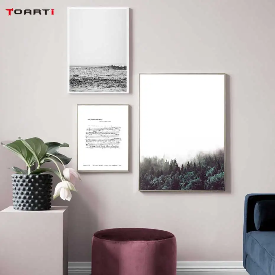 Северный природный пейзаж печать плакаты лес океан море холст картина