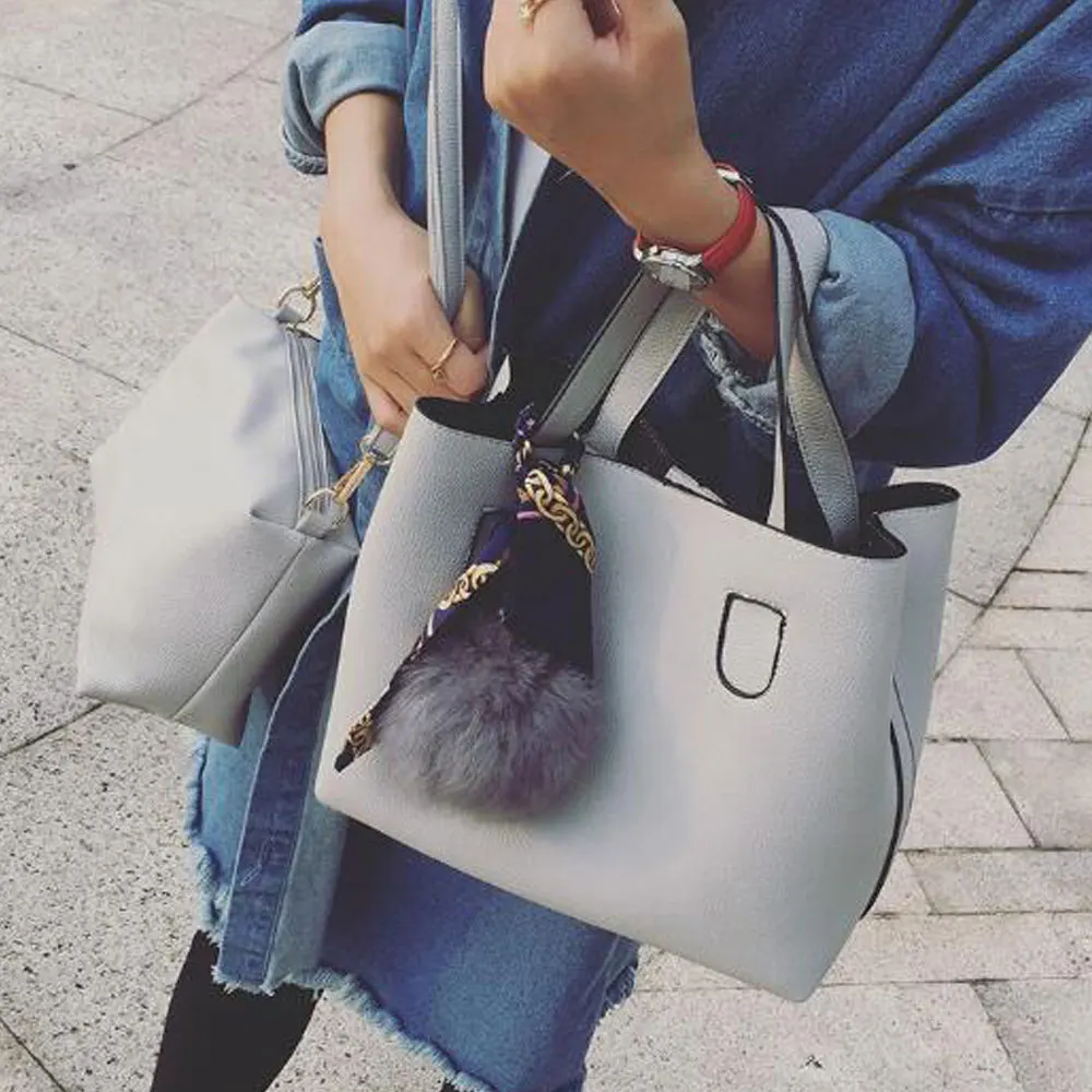 women bag fashion handbags pu leather hand 2 pcs female shoulder girls casual shopping A1478 | Багаж и сумки