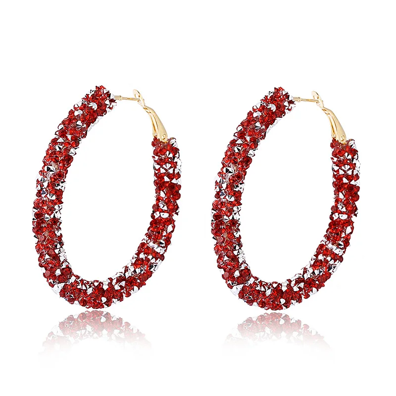 Red LZHLQ Женские Висячие серьги круглые серьги-кольца женские ювелирные изделия - Окраска металла: Red