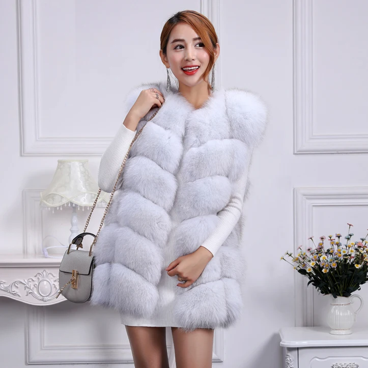 Fur coat female winter whole skin fox fur vest long Korean Slim thin women's clothing clearance special | Женская одежда