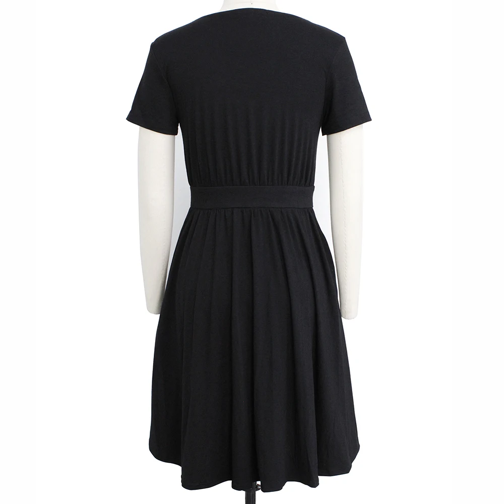 Berydress Повседневное женское платье V шеи короткий рукав Vestidos с карманами Рубашка
