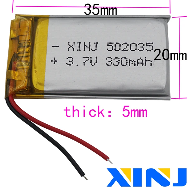 XINJ 3,7 V 330mAh LiPo литиевая полимерная аккумуляторная батарея Lipo 502035 для gps Sat Nav Автомобильная камера dvc DVR рекордер для вождения DIY