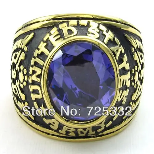 Новое мужское CZ Кольцо из нержавеющей стали Орел ястреб армии США фиолетовое
