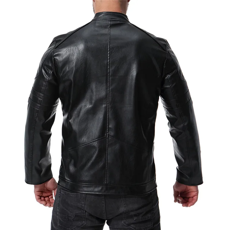 

2018 Autumn new High-end Men's Washing Machine Leather clothing Europe and the United States tide collar PU Leather jacket