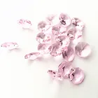 100 шт.лот 14 мм розовые стеклянные хрустальные Восьмиугольные бусины в одном отверстии (Бесплатные Кольца) хрустальные бусины для люстры, хрустальные бусины-занавески