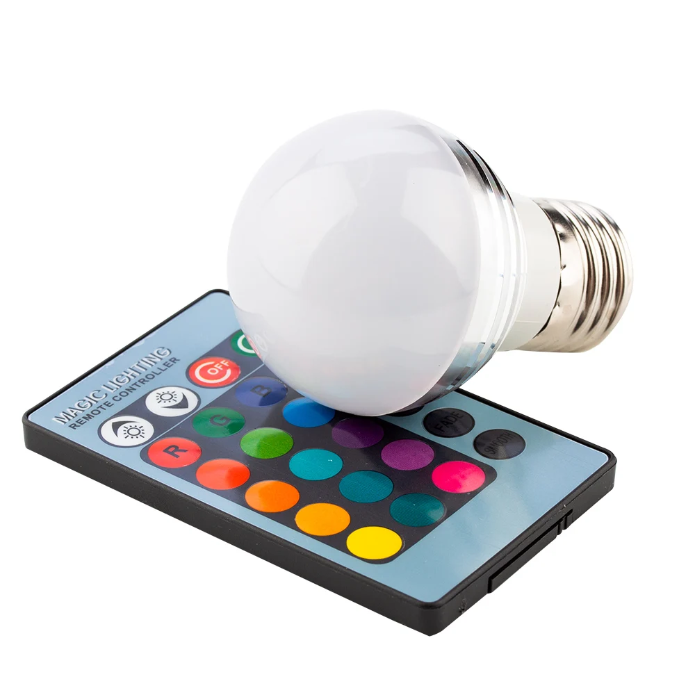 лампа с пультом 110 V 220 AC 85 265 E27 E14 RGB светодиодный 16 Цвет Magic ночник освещения