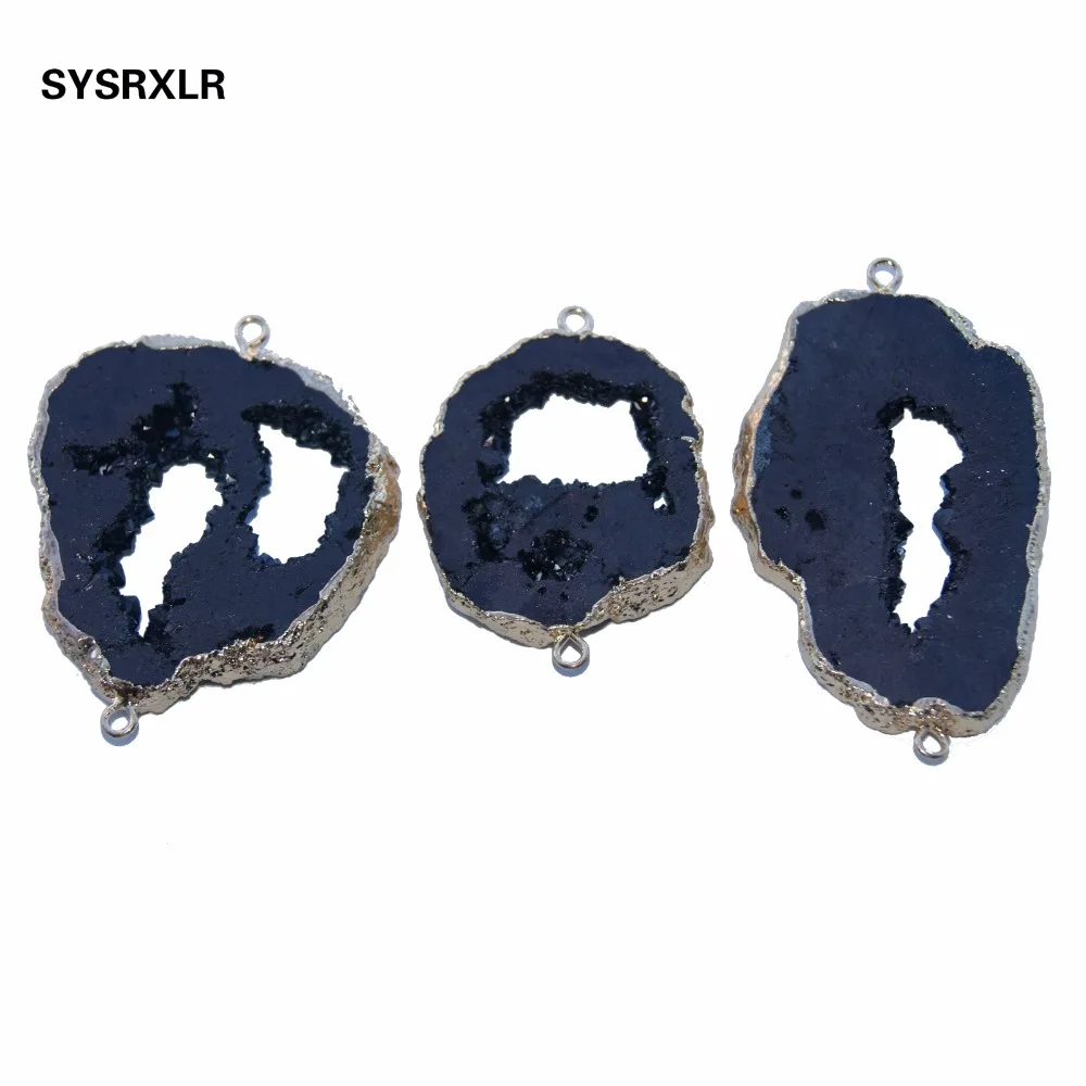 Оптовая продажа натуральный нерегулярные черный кристалл Друза Geode камень кулон